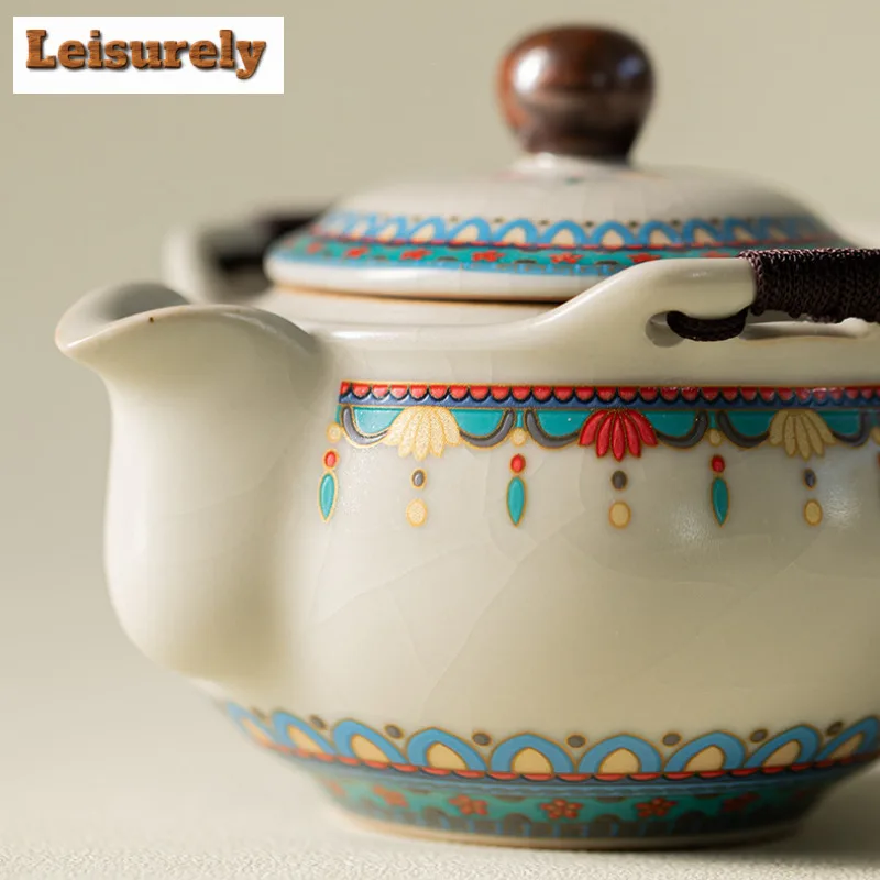 Ru Kiln Dunhuang Ruyi Tea Set Complete Set Ancient Tea Ceremony Set Tea Brewing Teapot and Tea Cup Set for Tea Supplies Craft