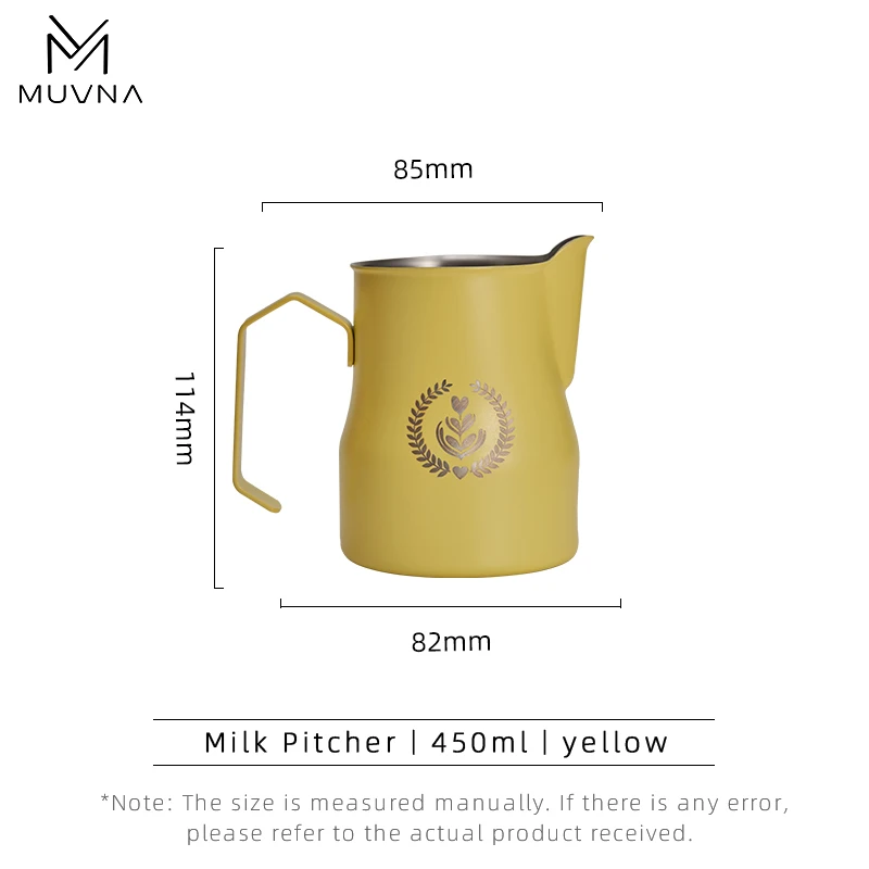 Premium Stainless Steel Milk Frothing Pitcher with Sharp Spout - 350/450ml, Black/Silver Finish