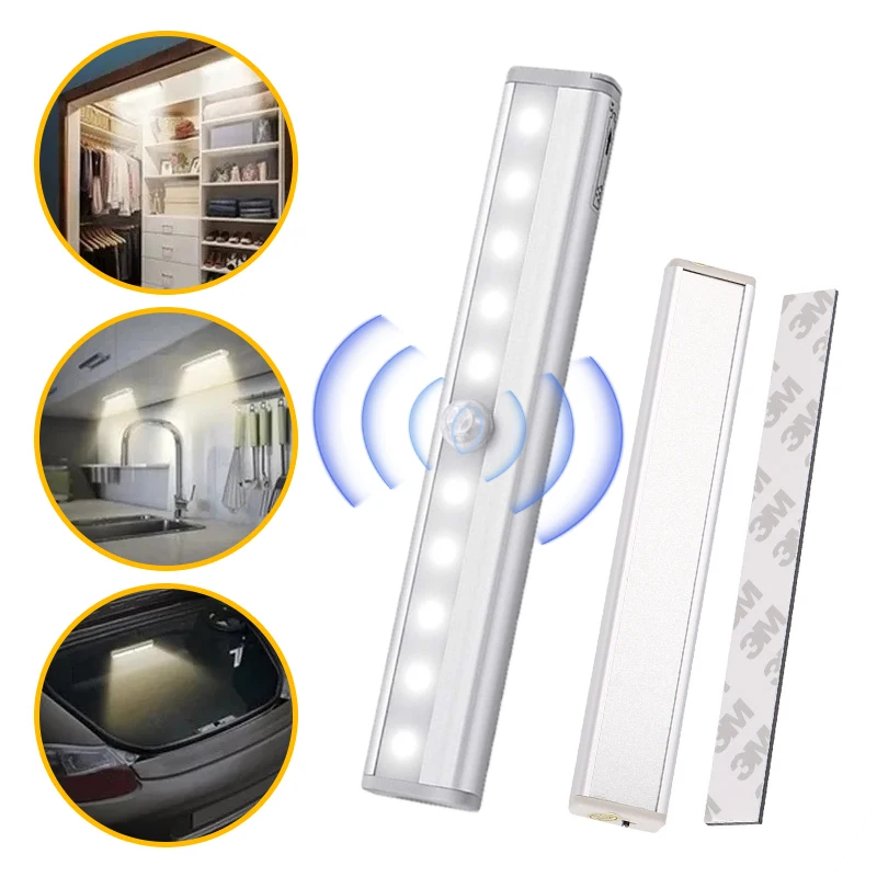 

LED Night Light PIR Motion Sensor 6/10 LED Closet Cabinet Corridor Lights Wireless Night Lamp Kitchen Stair Luminaria Lighting