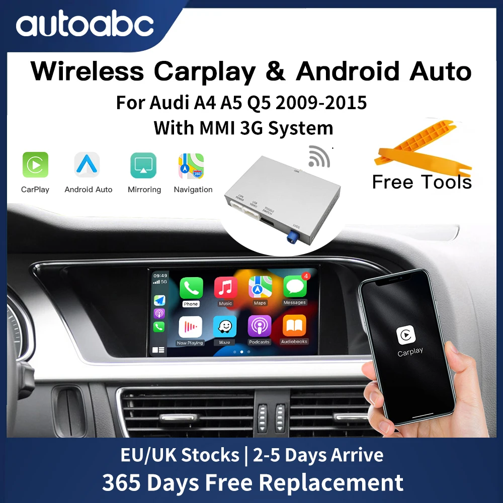 Module sans fil Carplay Android Auto pour 2009-2015 Audi A4 B8 A5 Q5 avec MMI 3G,Interface AirPlay Mirror Link Bluetooth Support Camera Multimedia Player 1 Module sans fil Carplay Android Auto pour 2009-2015 Audi A4 B8 A5 Q5 avec MMI 3G,Interface AirPlay Mirror Link Bluetooth Support Camera Multimedia Player 1