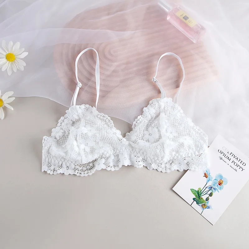 Wireless Bralette for Women Lace Push Up Bra Solid Color Sexy Transparent Lingerie Sexy No Pads Underwear Non-wire Intimates
