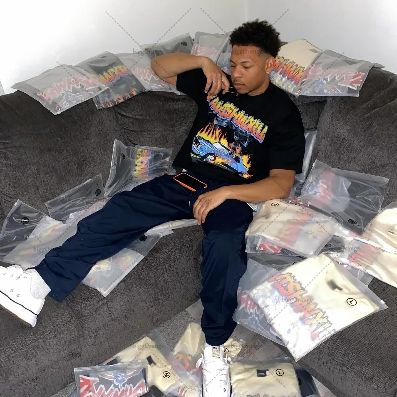 

Футболка мужская оверсайз в американском ретро стиле, уличная Свободная Повседневная рубашка с короткими рукавами и мультяшным принтом в стиле Харадзюку, Y2K, лето 2024