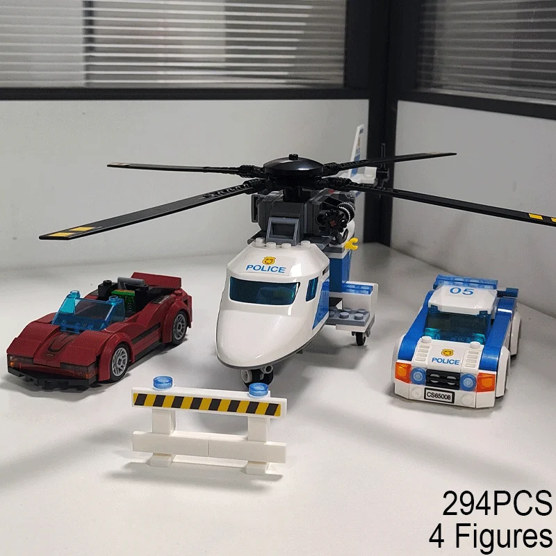 

City High-speed Chase Policeman Helicopter Figures Same 60138 Building Blocks Bricks Toys Model Birthday Gifts for Children DIY