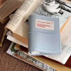 Vintage Brown Handmade Leather Binder Three - Fold Diary for Travel Planning and Daily Journaling (BLUE)