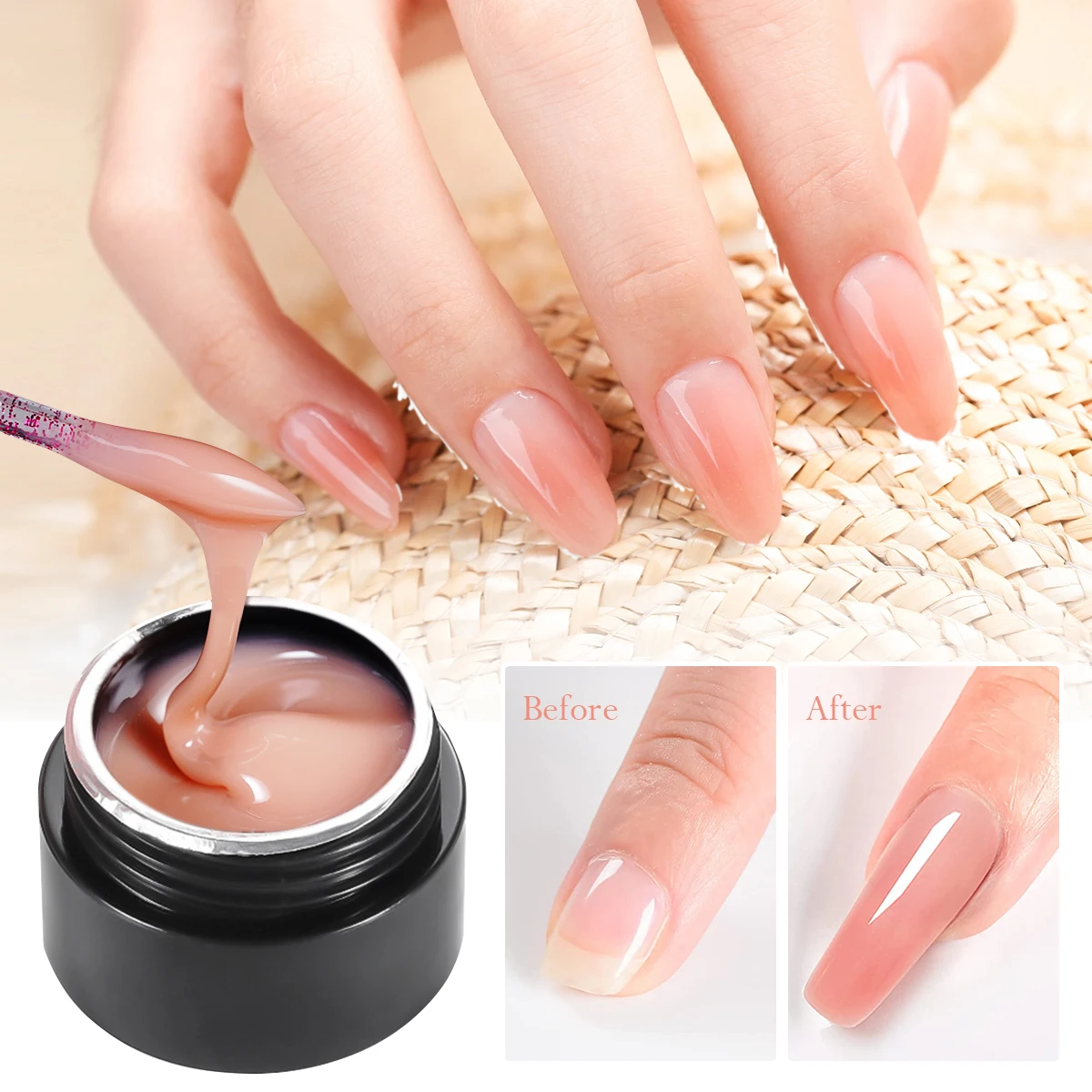 Gamour Heaven Hema Free No Heat Builder Nail Gel Nude Color High Quality Nails Jelly Hard Gel UV Gel Polish 3