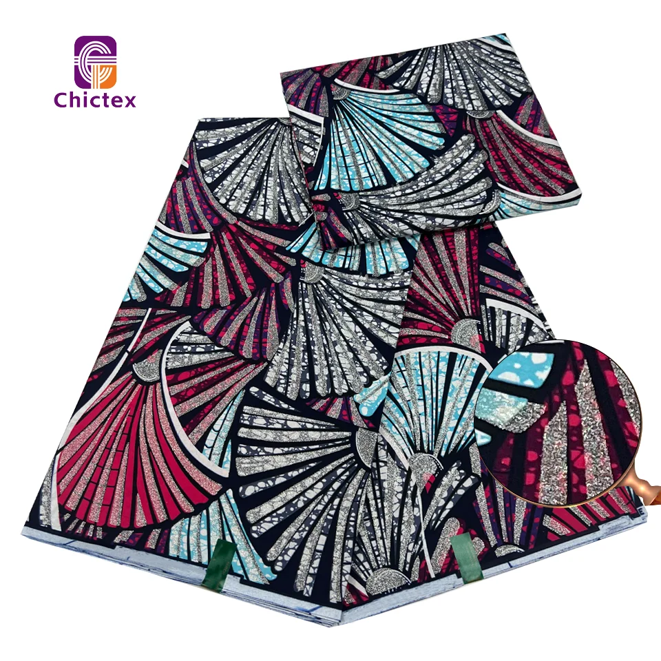 Gilliter Ankara Fabric African New Grand Wax Super Hot Sale Gilliter Cotton Fabric