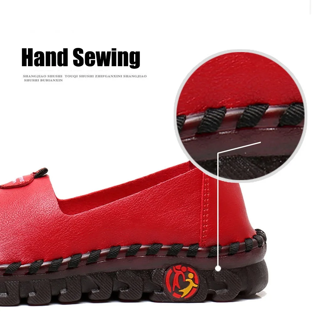 Thick Sole Flats Korean Shoes For Women Cozy Leather Slip On Moccasins Pregnant Woman Wide Fit Orthopedic Shoes Women's Loafers women shoes
