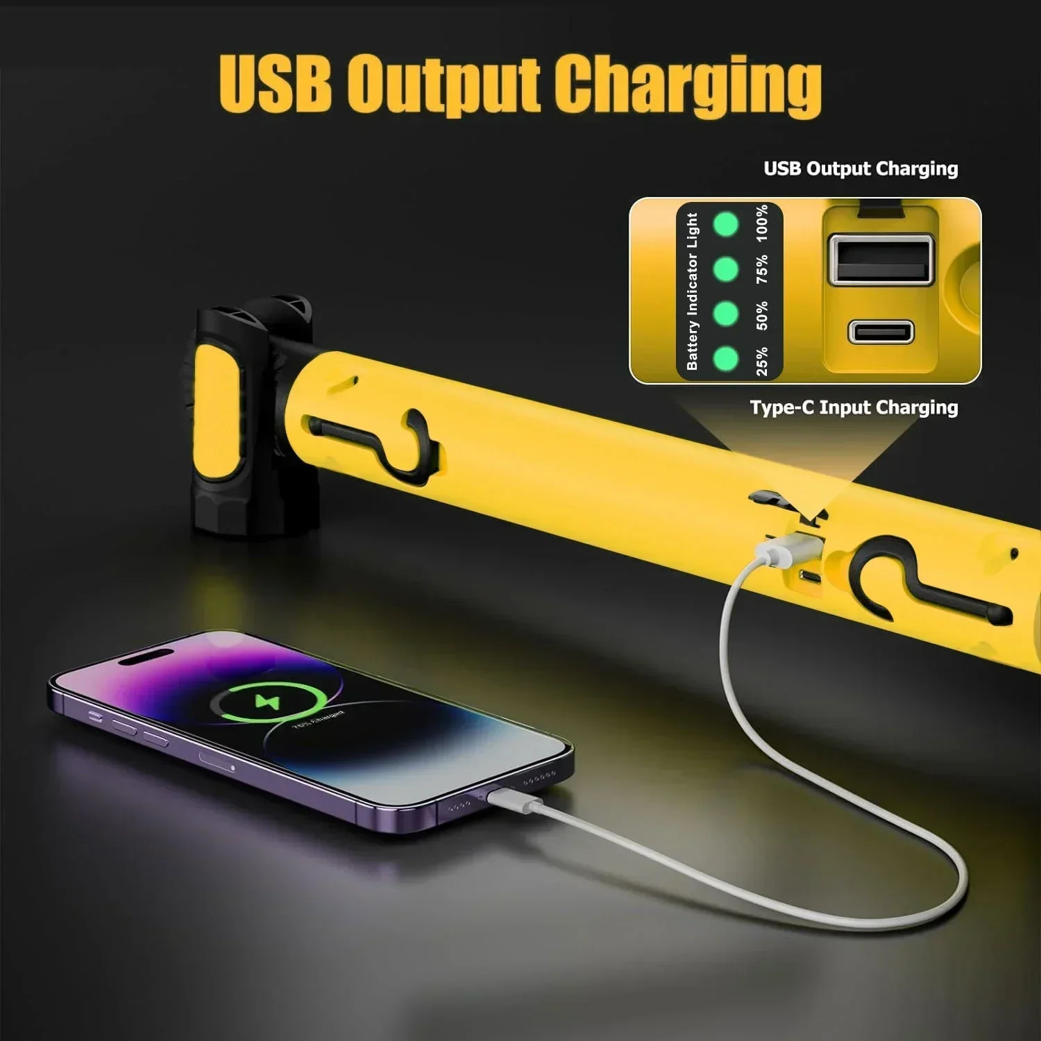 Led Work Light Work Light Super Bright Magnetic Work Light Built-in 5200mAh Rechargeable Battery Underhood Work Lamp Bar For Car Repair Outdoor lighting