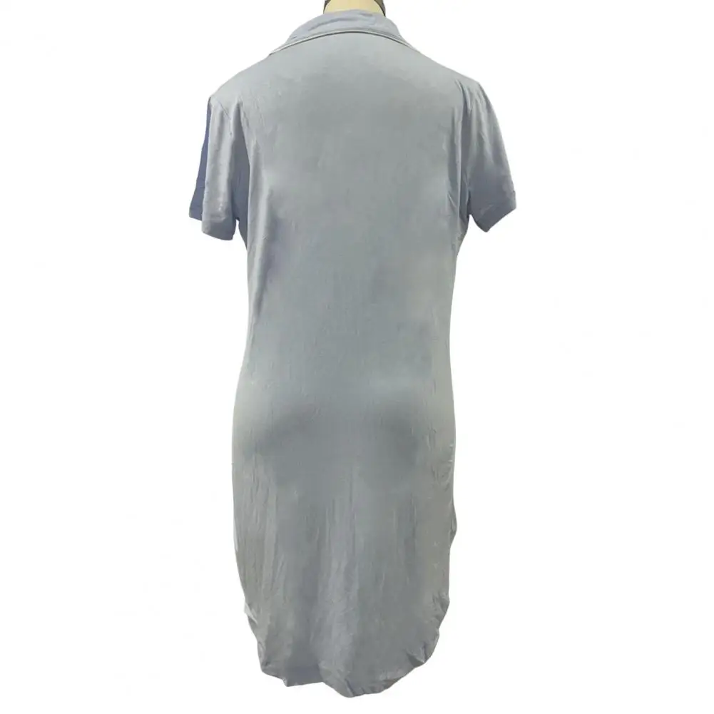 Summer Pajamas Stylish Women's V-neck Sleep Dress Comfortable Solid Color Homewear for A Relaxing Night Short Sleeve Loose Fit