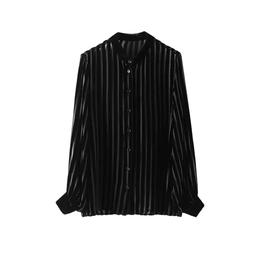 

2024 Winter New Women's Fashion Versatile Blended Velvet Shirt 9390109 800