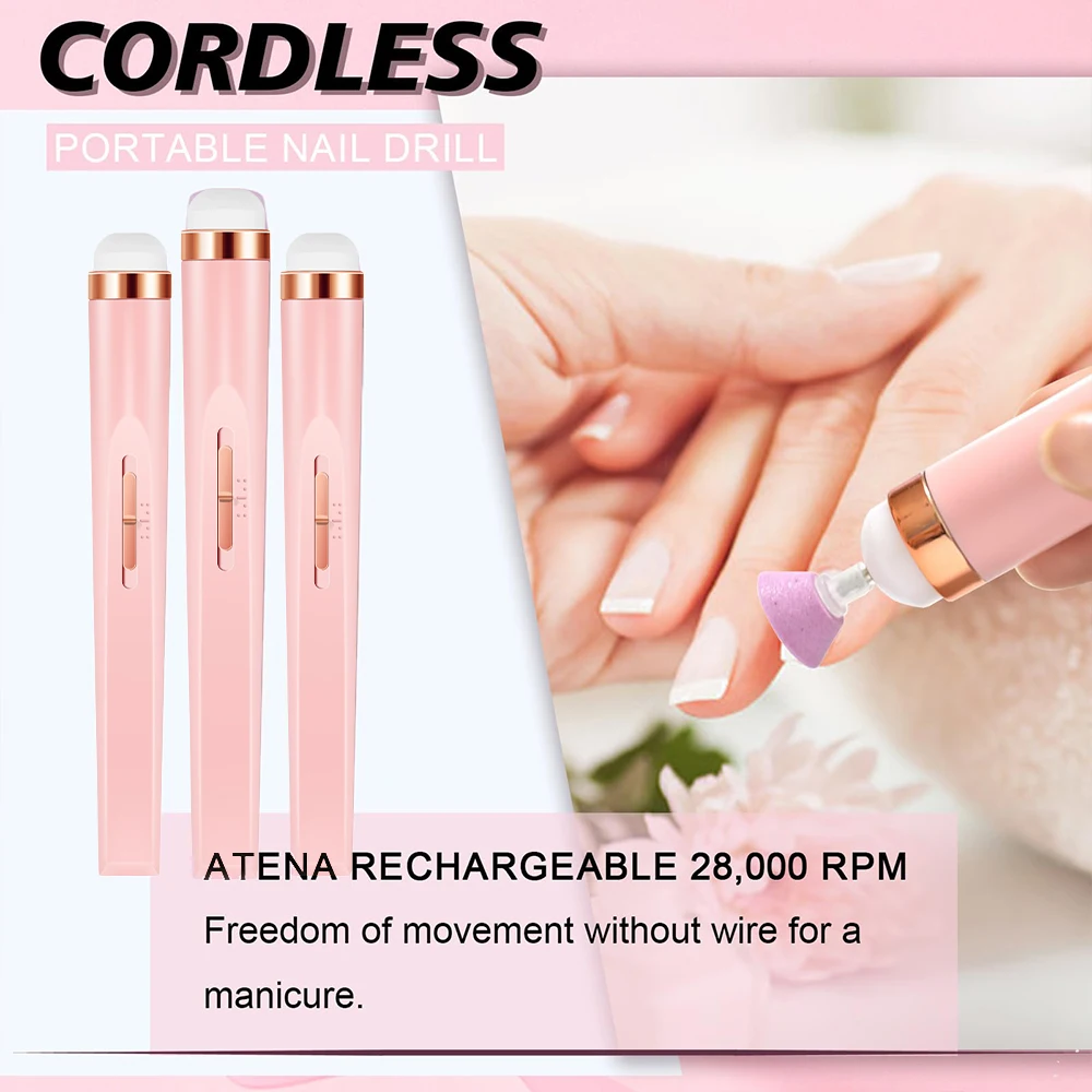 Electric Nail Drill Set Portable Quick Armor Removal Rechargeable Nail File for Acrylic Manicure Pedicure Polishing Tools 5