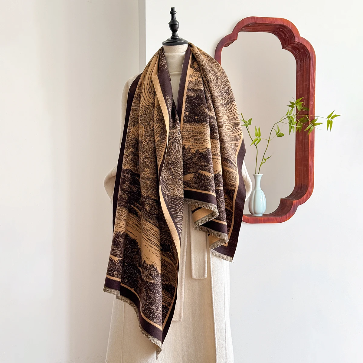 2025 Luxury Brand Winter Cashmere Scarf for Women - Tasseled Grid Printed Shawl, Warm Pashmina Wrap & Foulard Poncho