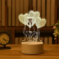 USB 3D Acrylic LED Night Light Birthday Valentine's Day Gifts Table Ornaments 1