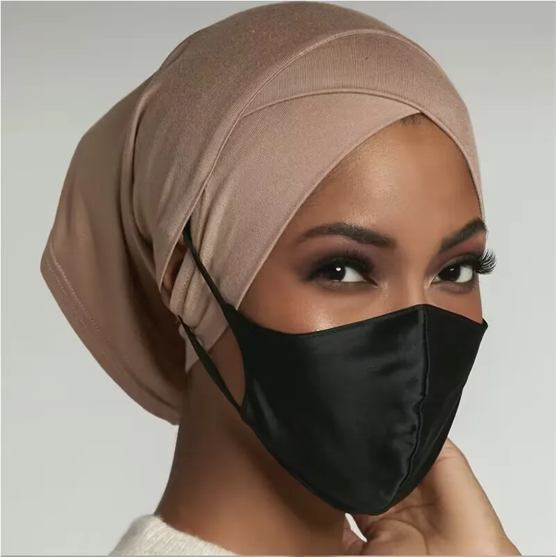 

New Soft Modal Muslim Turban Hat Women Stretchy Full Cover Inner Hijab Caps With Ear Hole Islamic Underscarf Bonnet Hat Mujer