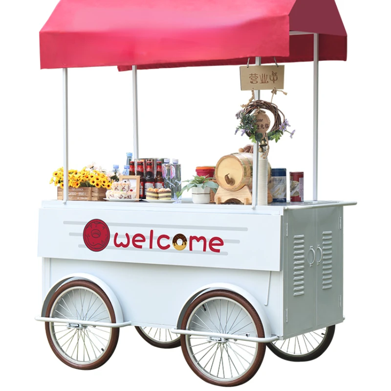 

Multi-functional wrought iron cart for mobile stalls and sales promotion in shopping malls