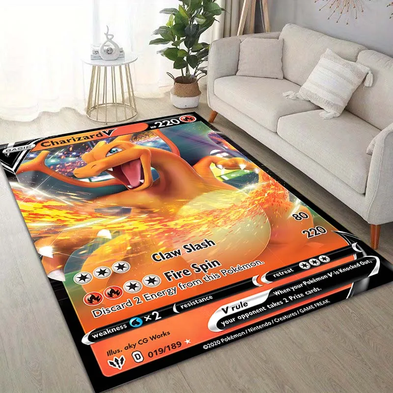 15 Sizes Pok&eacute;mon Cards Charizard Printing Carpet for Living Room Bedroom Kid's Room Home Decor Area Rug Sofa Cloakroom Mat floor mat decorative carpet kids carpet
