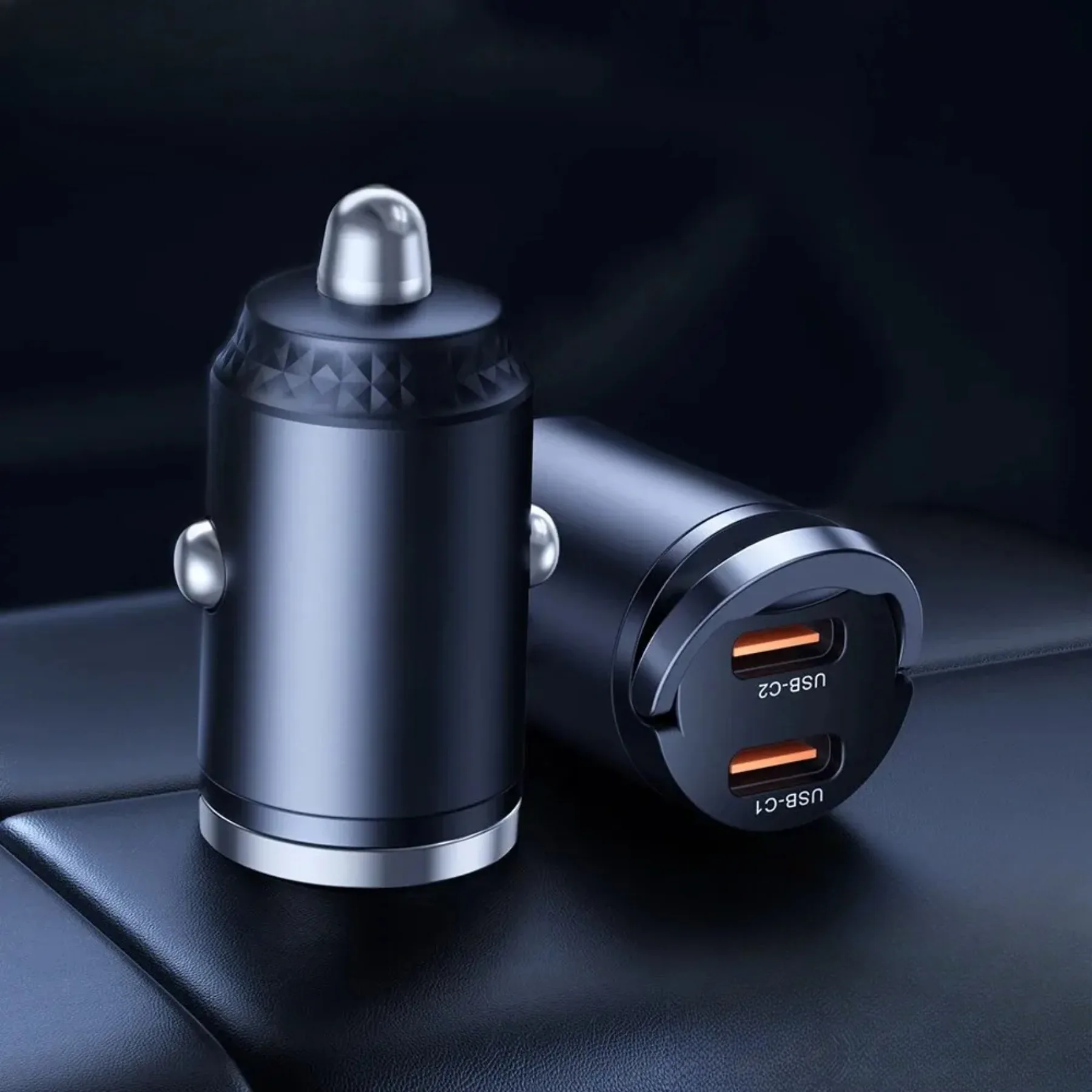 Car Charger Mini PD 45W Car Charger Pull Ring Fast Charging USB C Phone Charger Adapter For iPhone 14 13 Pro Xiaomi Samsung Huawei