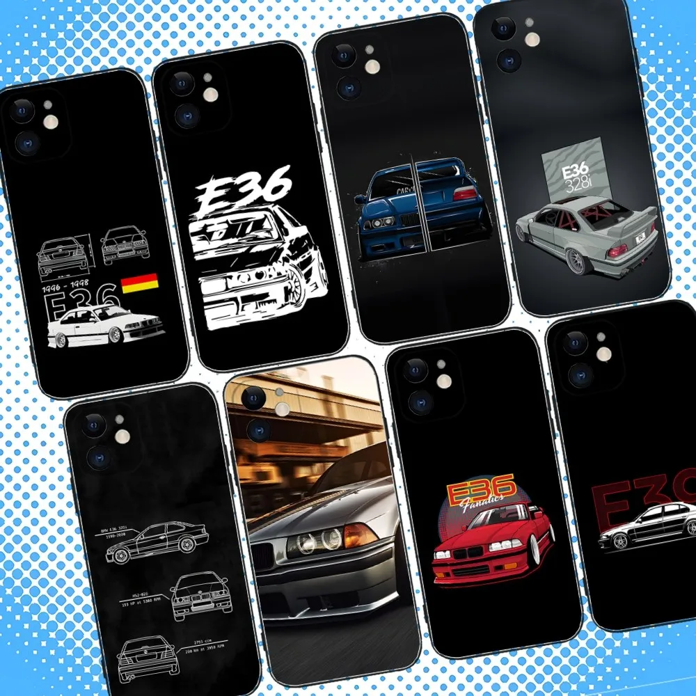 Vintage M3 E36 DTM Car Soft Silicone Black Phone Case