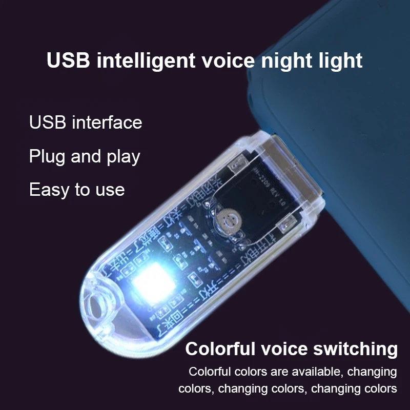 Universal 5V 2A Car Ambient Light Durable Artificial Intelligence Ai Voice Light Intelligently USB Voice Night Strips