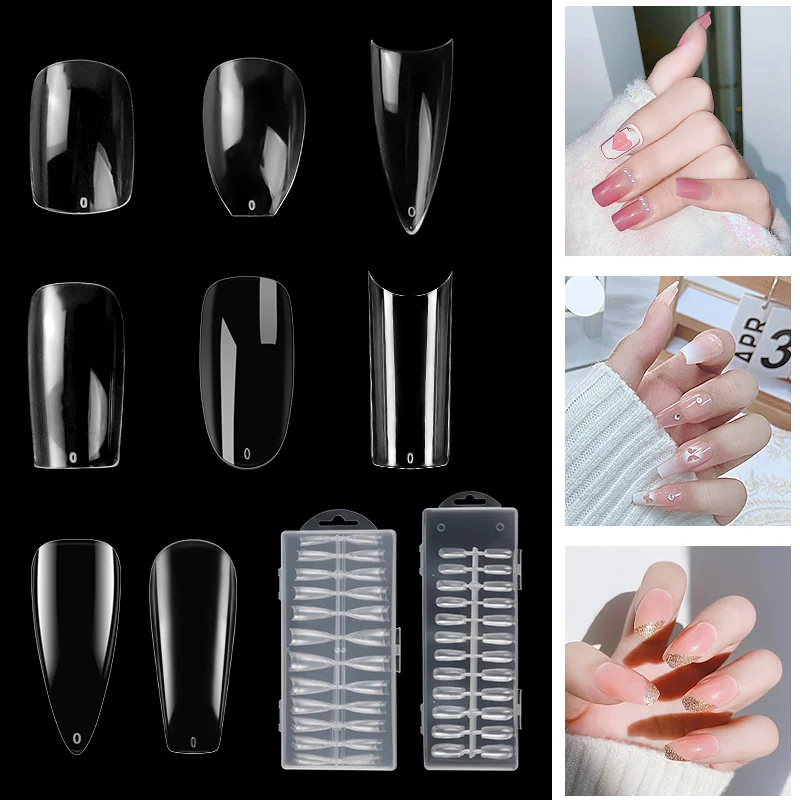 

240PCS No Crease Long Coffin Ballerina False Nail Art Tips Half / Full Cover French Artificial Fake Nails Tips Manicure Tools