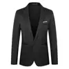 Thin Pockets Men Blazer Long Sleeve Single Button Lapel Suit Jacket Suit Coat Trendy Business Blazer Outwear Wedding Suit Coat 1