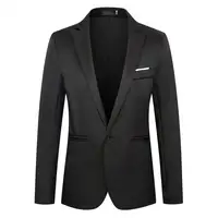 Thin Pockets Men Blazer Long Sleeve Single Button Lapel Suit Jacket Suit Coat Trendy Business Blazer Outwear Wedding Suit Coat 1