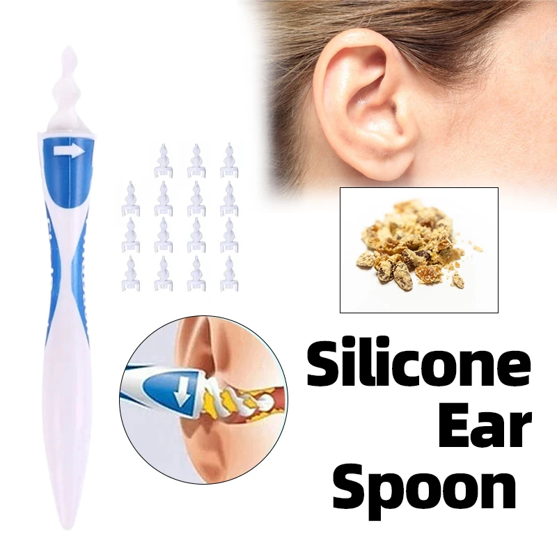 Ear Oil Remover Portable Spiral Soft Silicone 16 Head Earwax Clean Set Ear Wax Cleaning Tool For Adults And Children