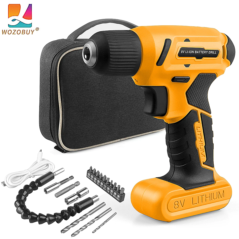 8V Cordless Drill Set with 3/8