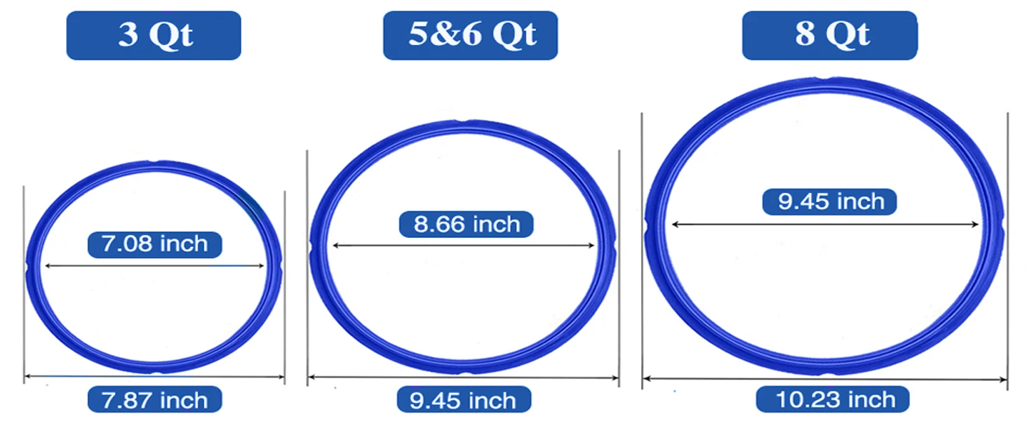 3-teiliges Set mit 5/6-Quart-Instant-Pot-Dichtungsringen für den Austausch der Dichtung im Schnellkochtopf, Instapot-Silikondichtung – Detail 4