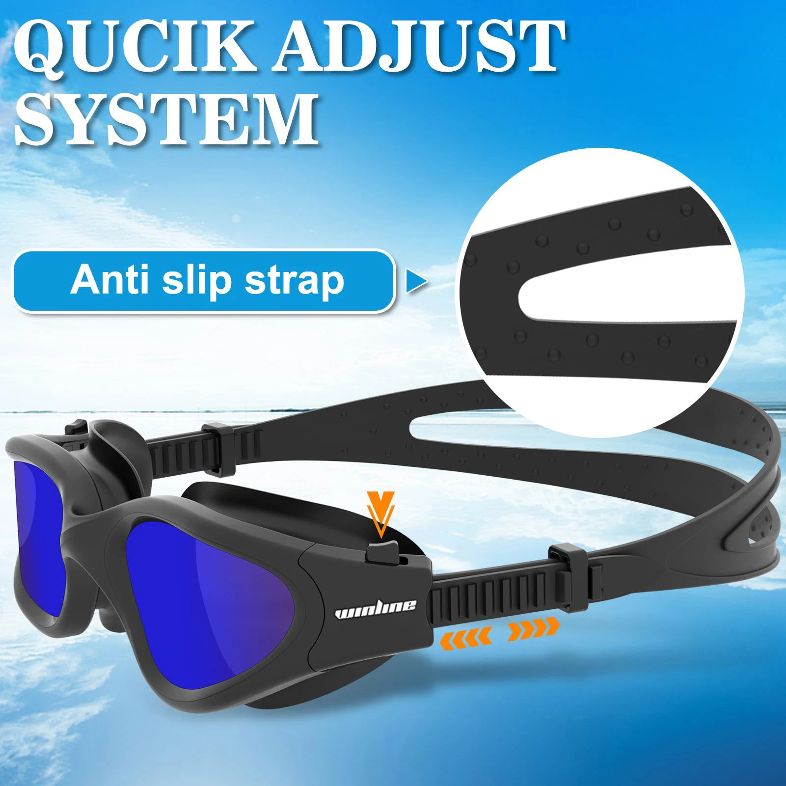 Win.Max Polarized Swimming Goggles Swim Pool Goggles Anti Fog Anti UV No Leakage Clear Vision for Men Women Adults Teenagers