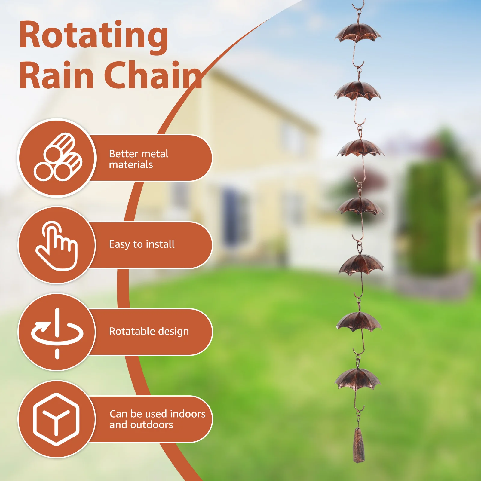 Vintage Pinecone/Umbrella Metal Rain Chain 2