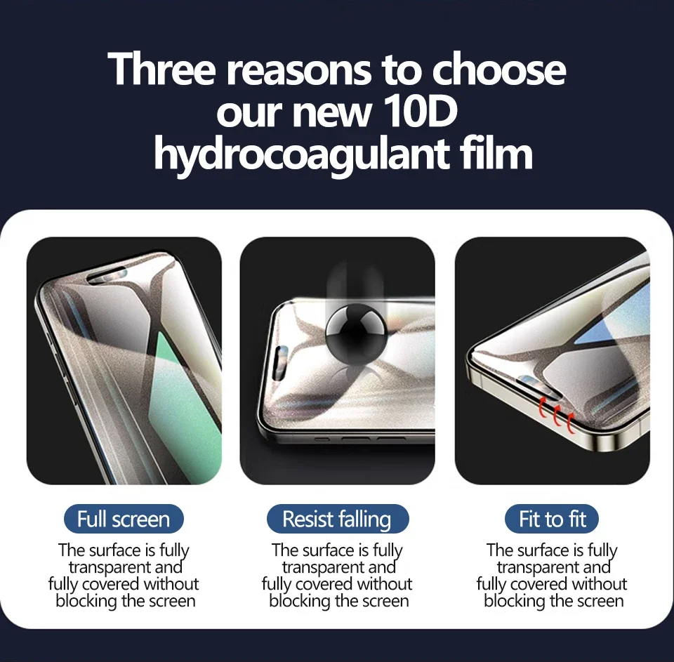 5 Stück Hydrogel-Folie für iPhone 17 16 15 14 13 12 11 Pro Max Plus 12 13 Mini 8 7 Plus SE XR X XS XSM Vollständiger Displayschutz – Detail 10