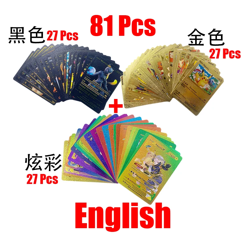thumbnail image 1 of 81-36 Pcs Cards German Spanish French English Vmax GX Energy Card Pikachu Rare Collection Battle Trainer Boys Gifts Toys, 1 of 5