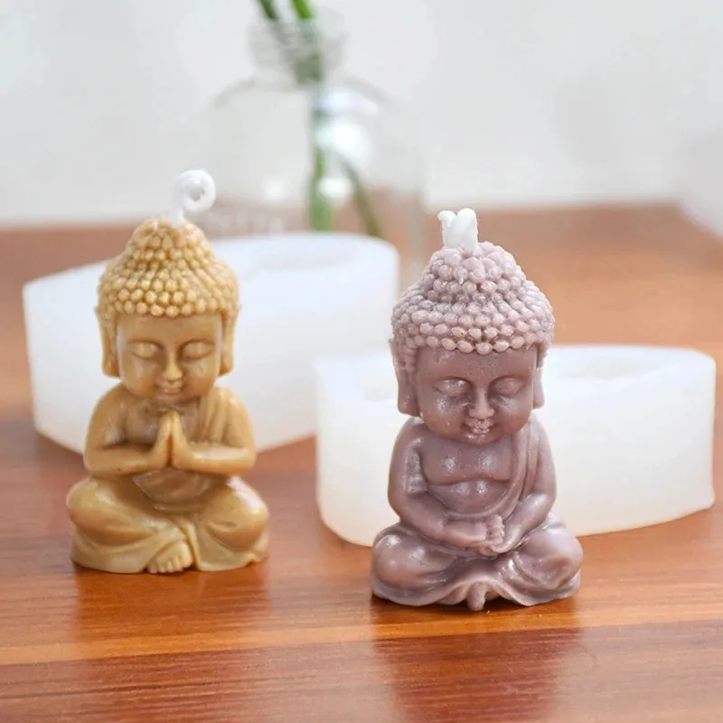 Silicone Mold 3D Buddha Candle Meditation Gypsum Clay Epoxy Resin Soap Making