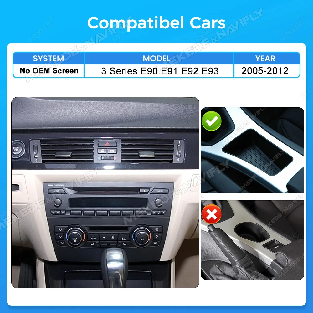 MEKEDE Radio para coche con sistema Linux de 12,3 pulgadas, HD 2400*900, para BMW Serie 3 E90 E91 E92 E93 2005-2012, sin pantalla, estilo inalámbrico, Carplay, Android, navegación GPS, reproductor multimedia, autorradio, WIFI, BT, compatible con Mirror Lin-K, cámara de sistema dual OEM, autoradio estéreo 2