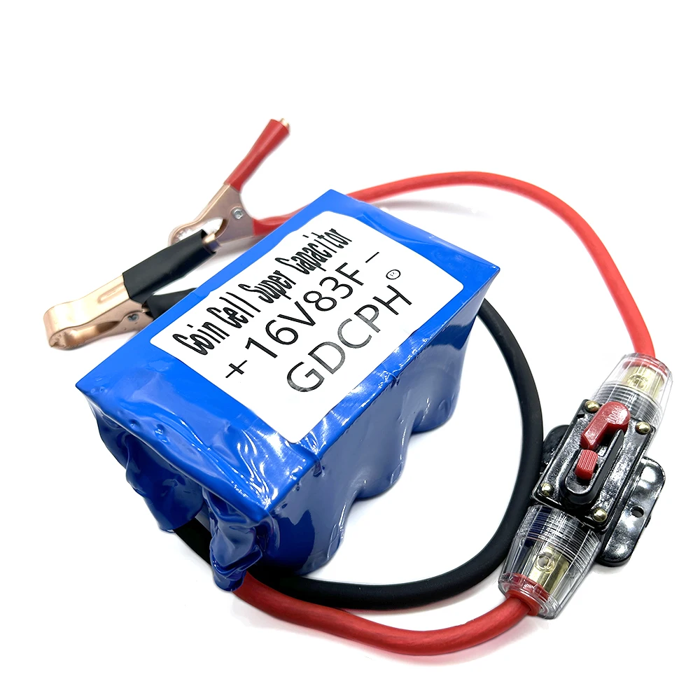 

GDCPH 16V83F Supercapacitor Automobile Rectifier Module 2.7V500F Super Capacitor With Battery Test Lead Clips Alligator Clamps