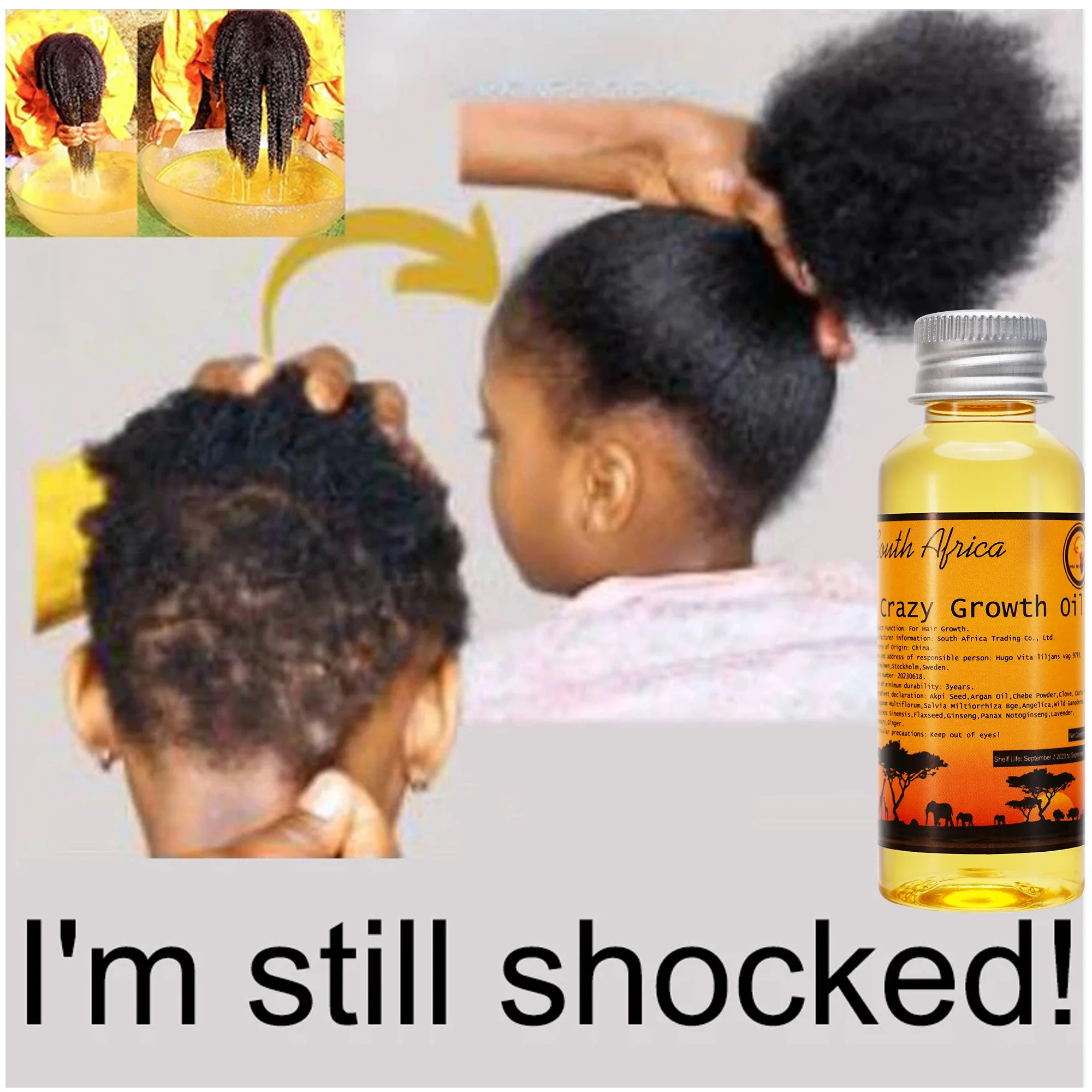 Hair Growth Oil African Layden Oil Ancient Methods GROW HAIR FASTER LONGER Stop Breakage Promotes Growth