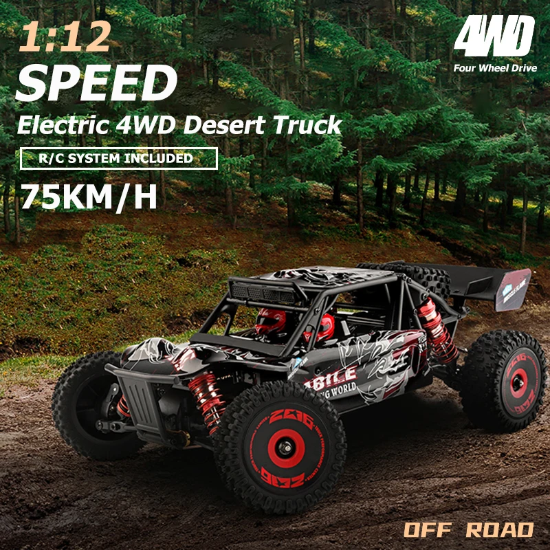 WLtoys 124016 RC 자동차 V2 75 KM/H 2.4G 브러시리스 4WD 전기 고속 오프로드 원격 제어 드리프트 완구 어린이 레이싱, RC 자동차