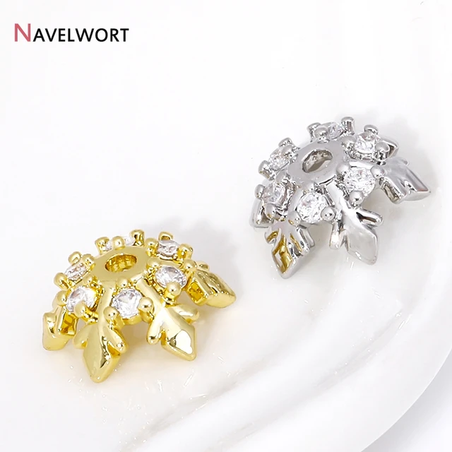 18K Gold Plated Leaf Bead Caps 4