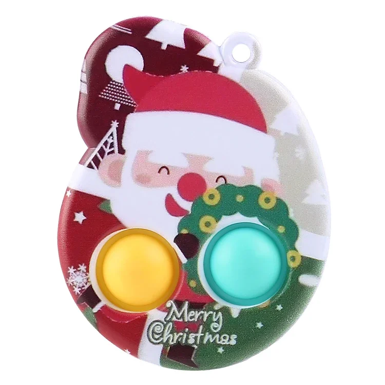 thumbnail image 1 of Llaveros navideños, juguete antiestrés con hoyuelos simples, para aliviar el estrés del cerebro gordo, juguetes para apretar con las manos y hacer estallar burbujas para niños, juguete para ansiedad y, 1 of 5