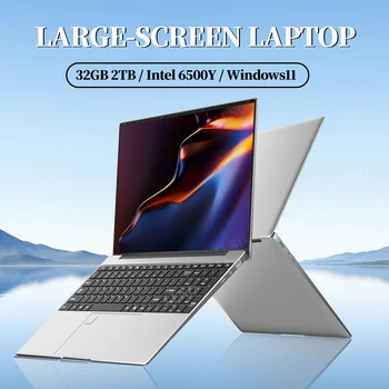 LENO Laptop da 15,6" Schermo grande 32 GB di RAM 2 TB SSD Intel 6500Y Ufficio Windows11 Notebook 5000 mAh Gamer PC con impronta digitale retroilluminata