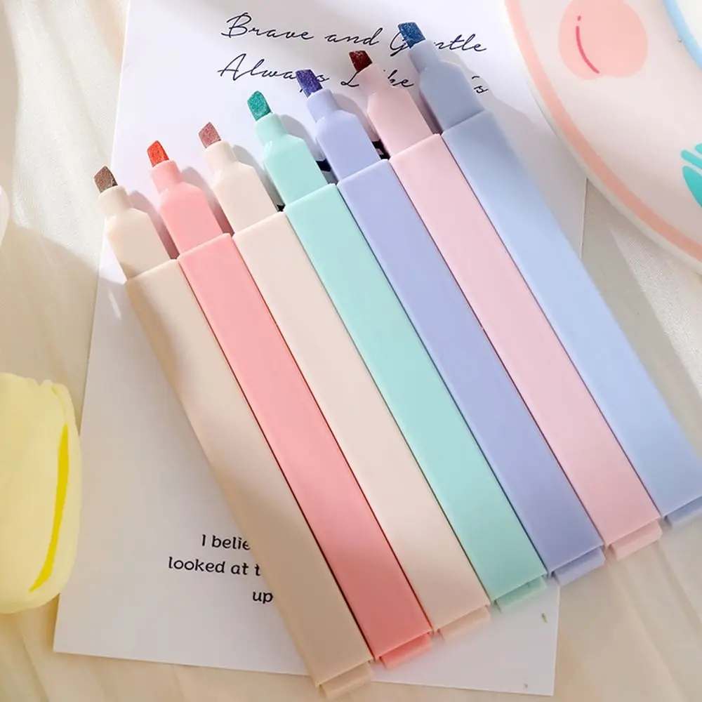 6/12Pcs Pastel Highlighters Soft Tip Mild Colours Highlighter Marker Pen for School Office Supplies Sketch Graffiti Stationeries