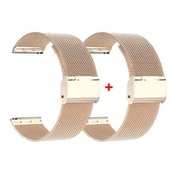 Elegant Milanese Metal Bracelet Strap - 2 - Pack (18mm, 20mm, 22mm) - 20mm (Rose Gold - Rose Gold)