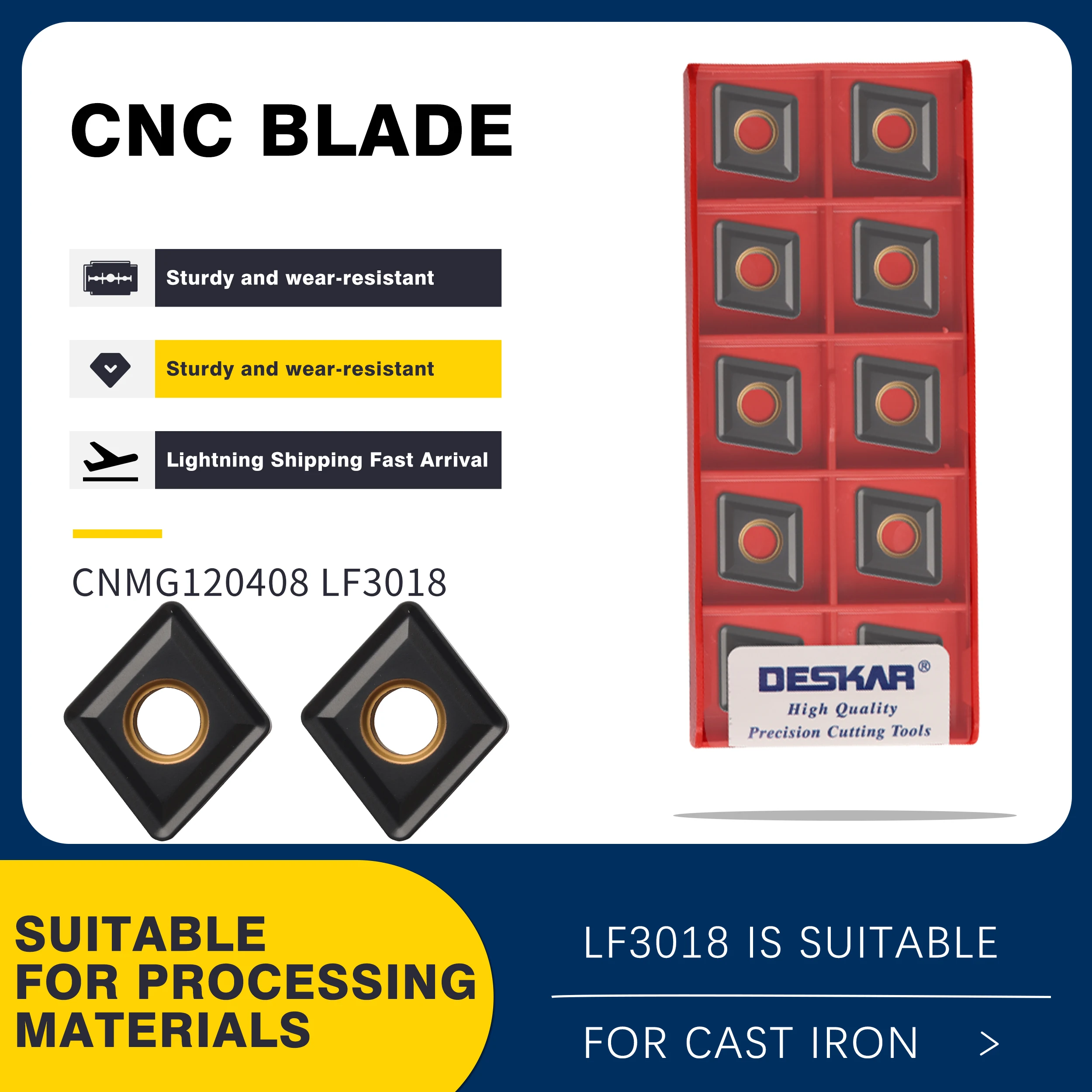 

Прочные токарные станки с ЧПУ CNMG120404 LF3018 CNMG120408 LF3018, 10 шт.