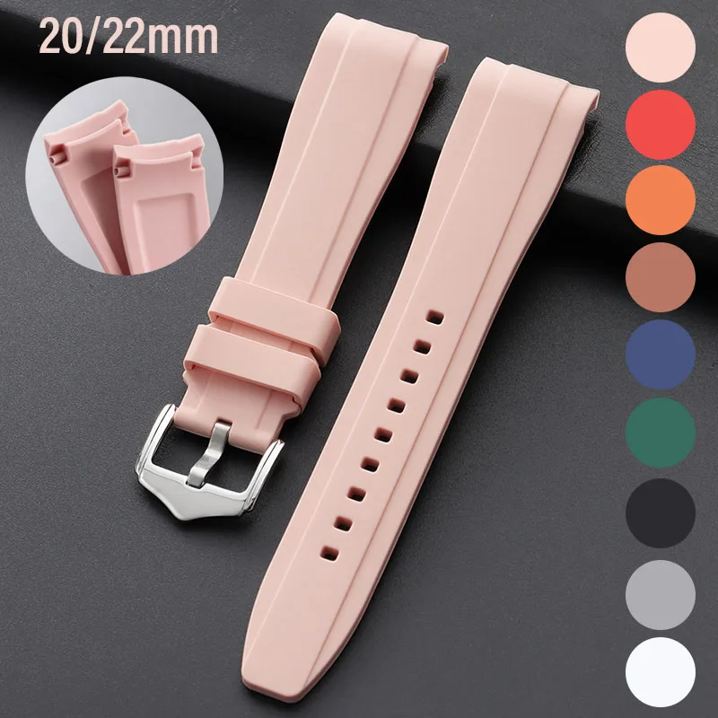 High-Quality Curved End Silicone Sport Watch Band - Waterproof Rubber Strap