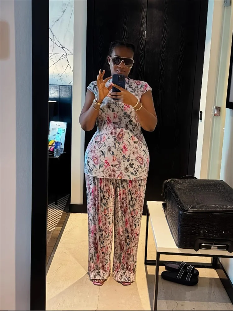 Wmstar Two Piece Set Women Casual Draped Top and Pants Sets Wide Leg Fall Clothes Office Lady Matching Wholesale Dropshipping