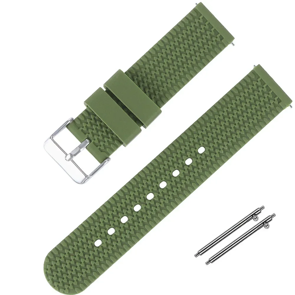 Sporty Waterproof Silicone Watch Strap – Quick Release Rubber Wristband in Multiple Sizes