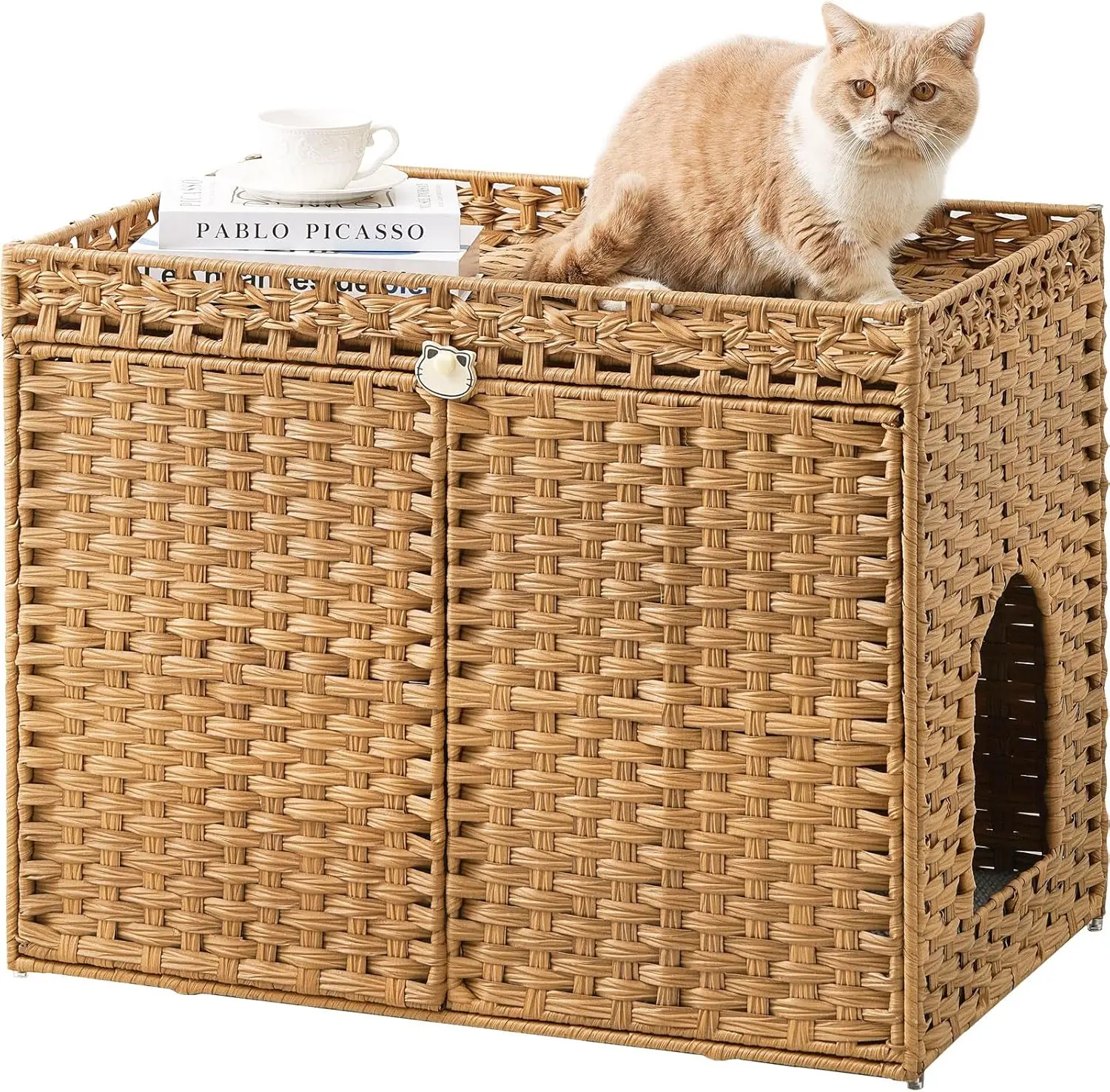 Rattan Cat Litter Box Enclosure 1