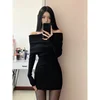 French Style Christmas Theme Slimming Knitted Wrap around Long Sleeve Dress Women Pure Desire Spring Fashion 2025