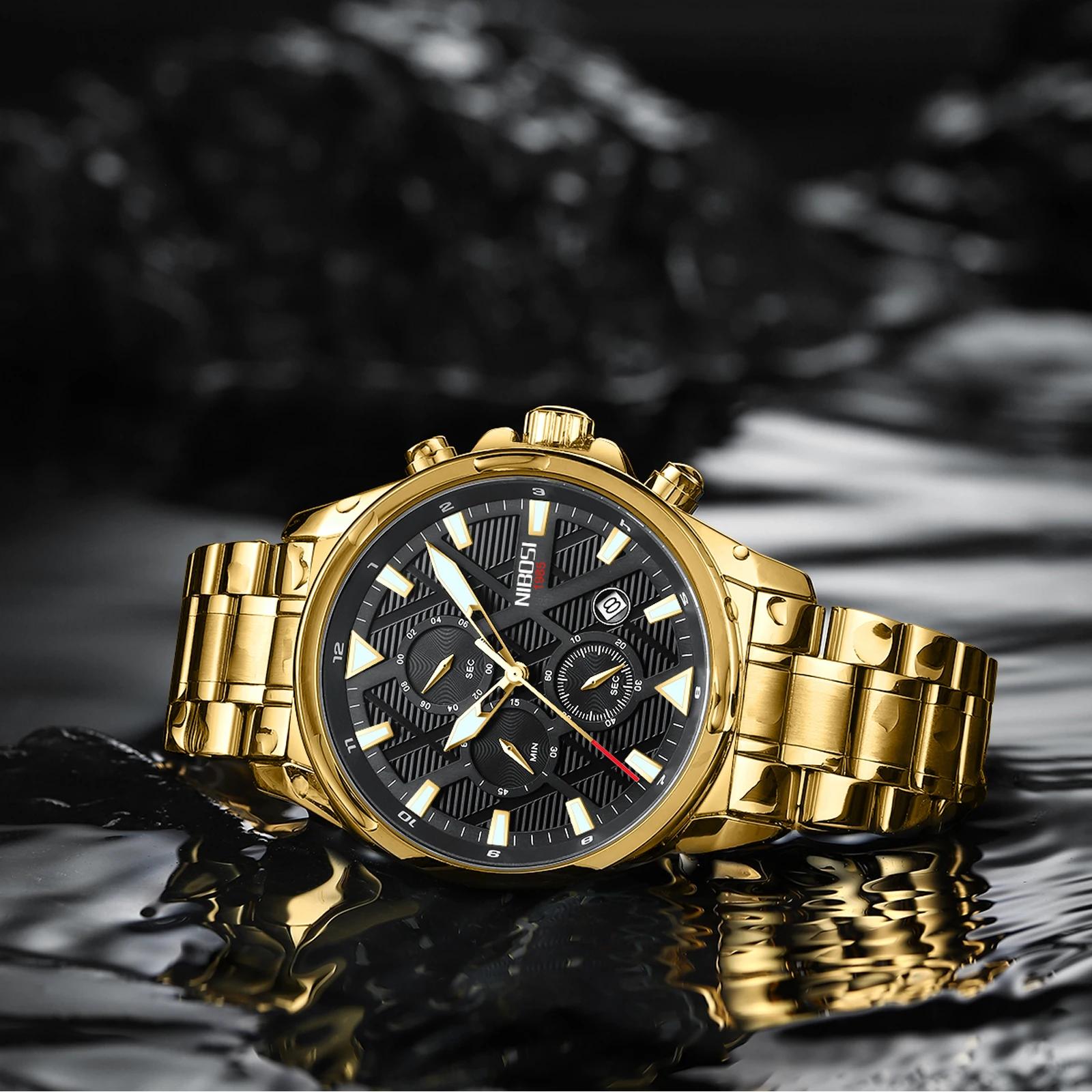 Часы наручные NIBOSI мужские с хронографом, брендовые Роскошные Кварцевые спортивные водонепроницаемые с датой